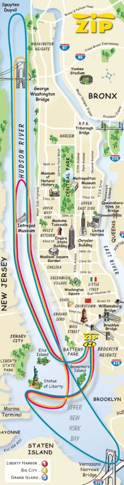Route of Statue of Liberty Helicopter tour